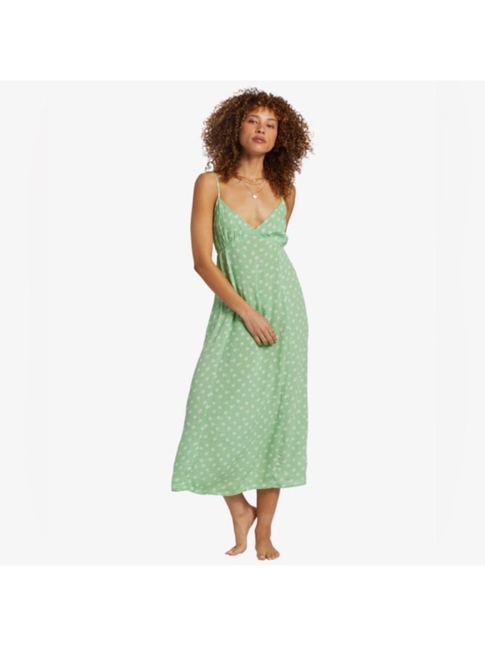BillaBong Summer Shine Green Floral Slip Midi Dress